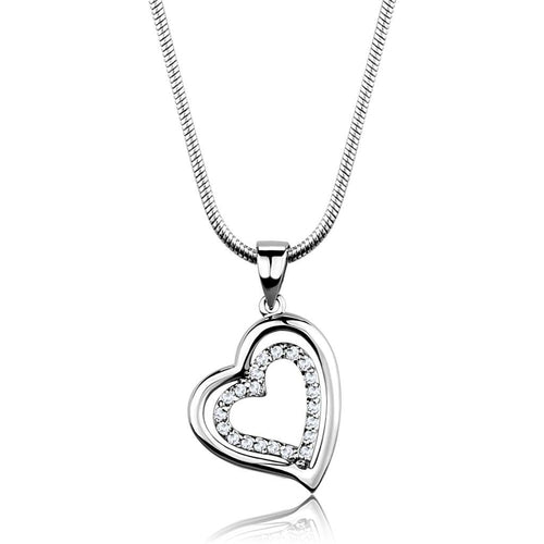 Rhodium Brass Chain Pendant with AAA Grade CZ