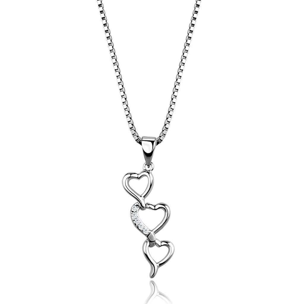 Rhodium Brass Chain Pendant with AAA Grade CZ