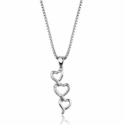 Rhodium Brass Chain Pendant with AAA Grade CZ