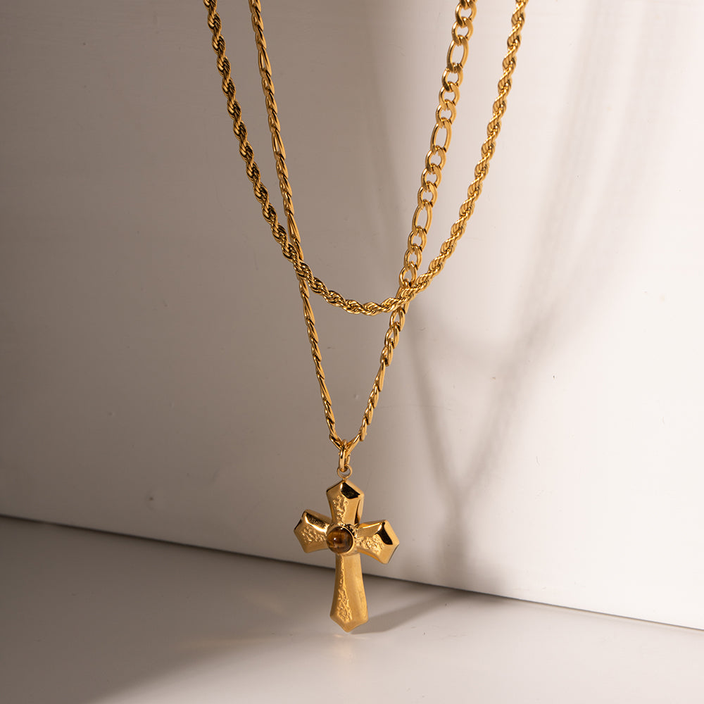 18K Gold-Plated Cross Necklace