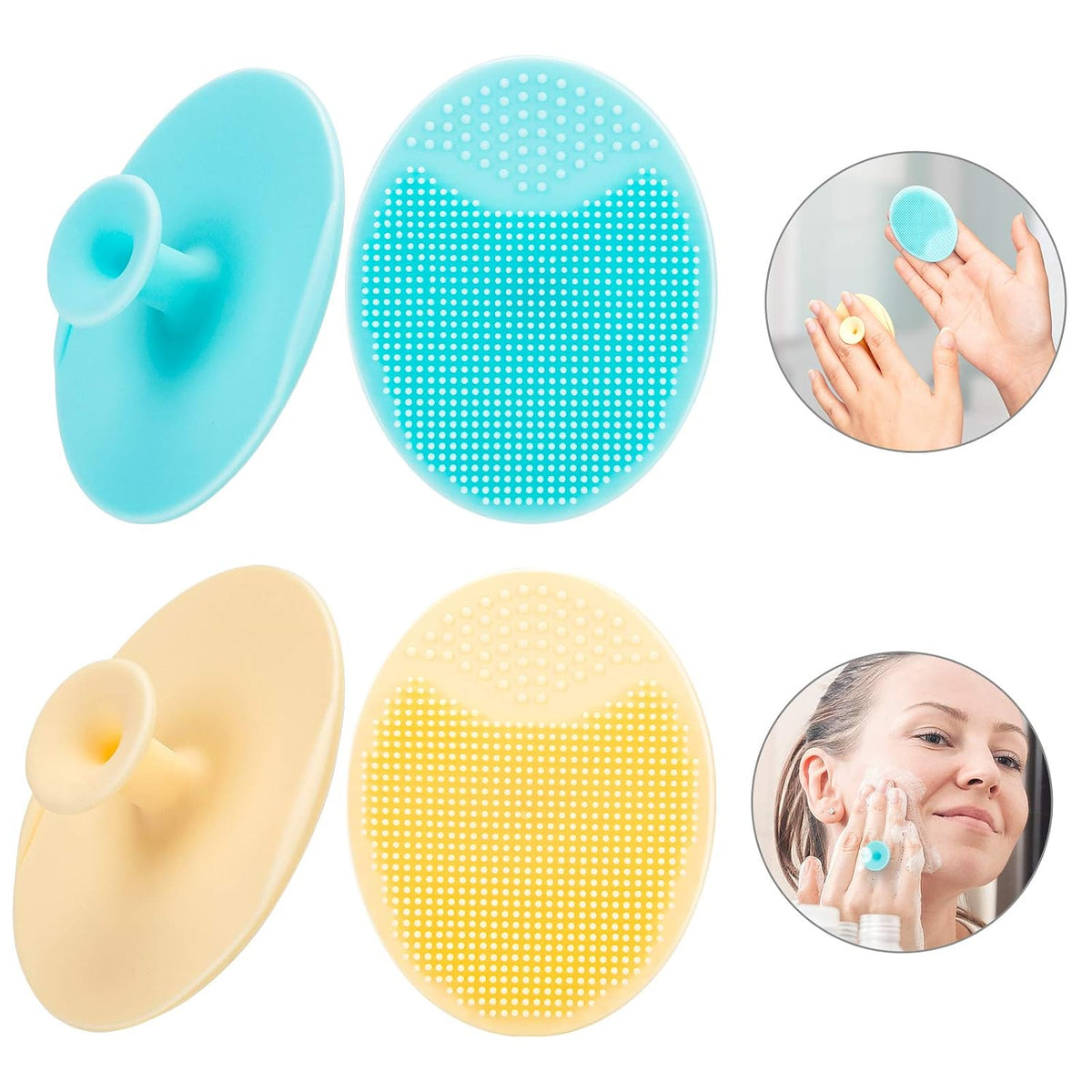4 Pack Face Scrubber | Soft Silicone Facial Cleansing Brush Face Exfoliator