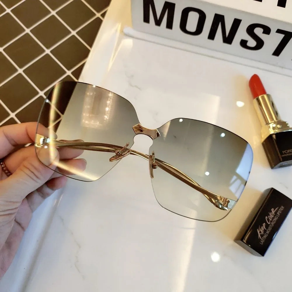 Oversized Rimless Fashion Sunglasses