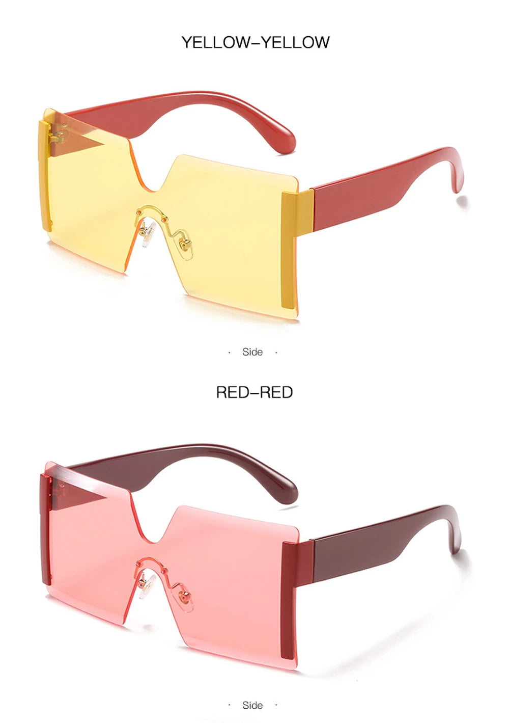 Fashion Oversized Square Rimless Sunglasses