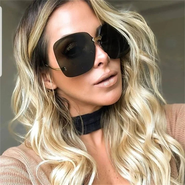 Oversized Rimless Fashion Sunglasses