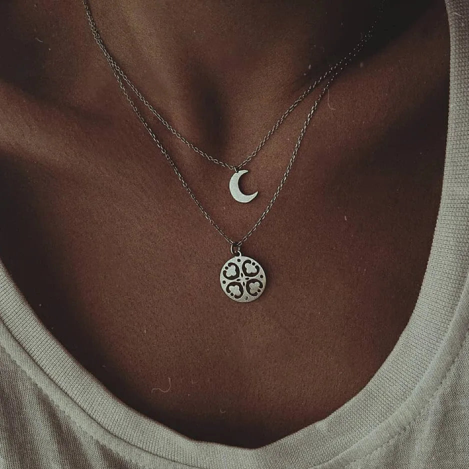 Multi layered Moon Cross Tree Star Pendant Statement