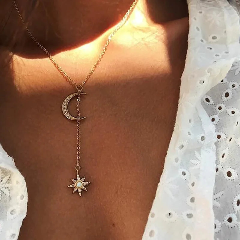 Multi layered Moon Cross Tree Star Pendant Statement