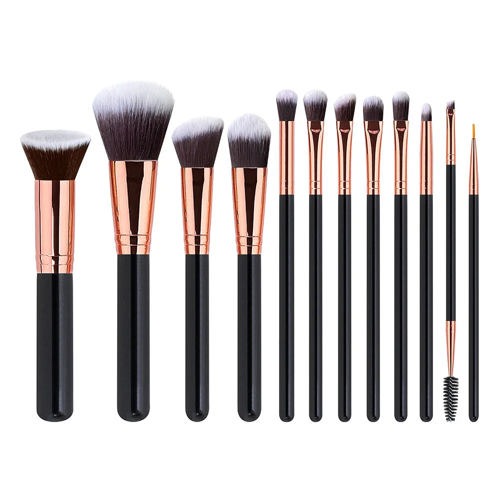 Professional 12-Piece Rose Gold Makeup Brush Set| Eyeshadow & Loose Powder Brush