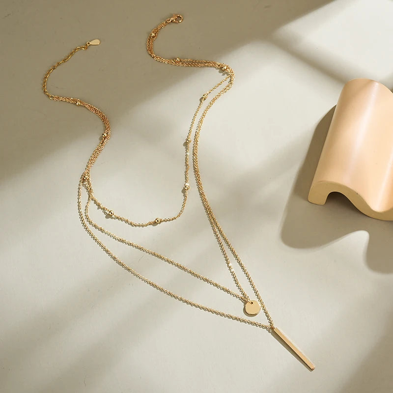 Exquisite 925 Sterling Silver Three Layer Necklace
