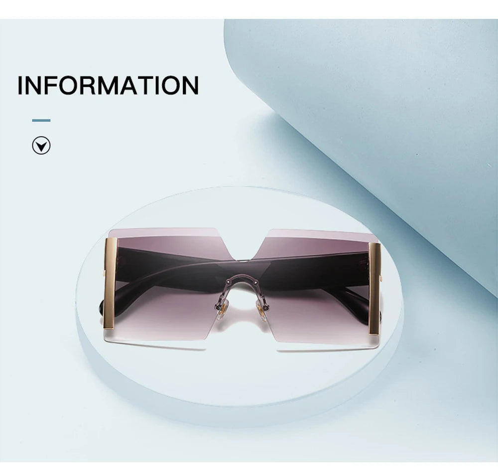 Fashion Oversized Square Rimless Sunglasses
