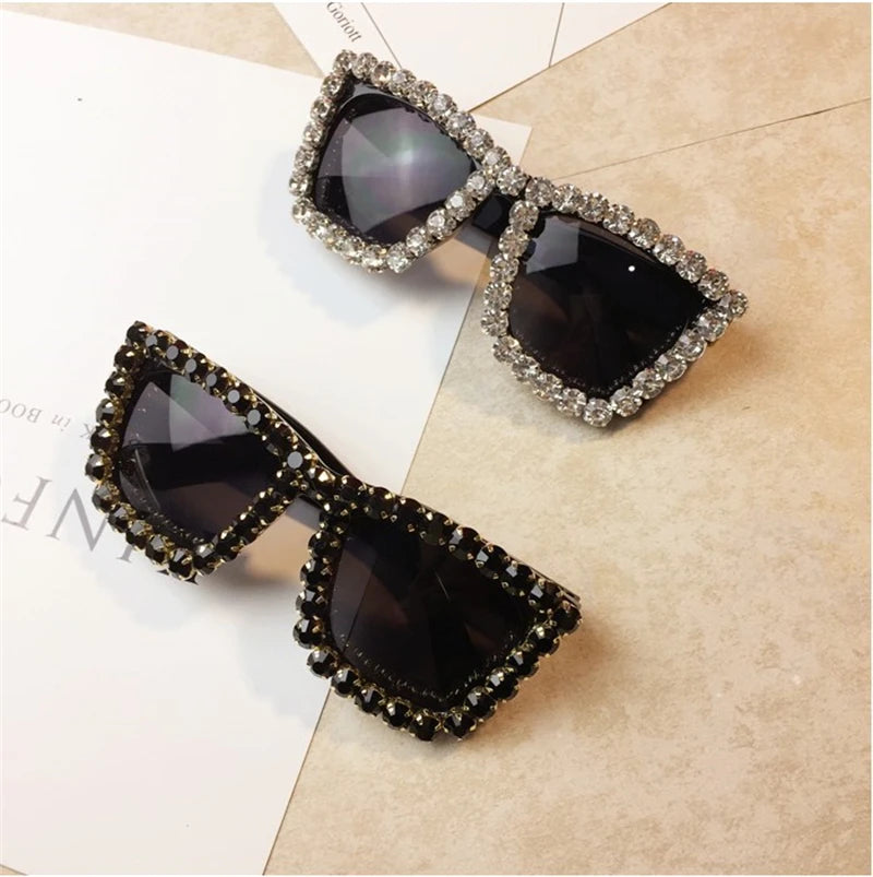 Oversized Rhinestone Diamond Glasses