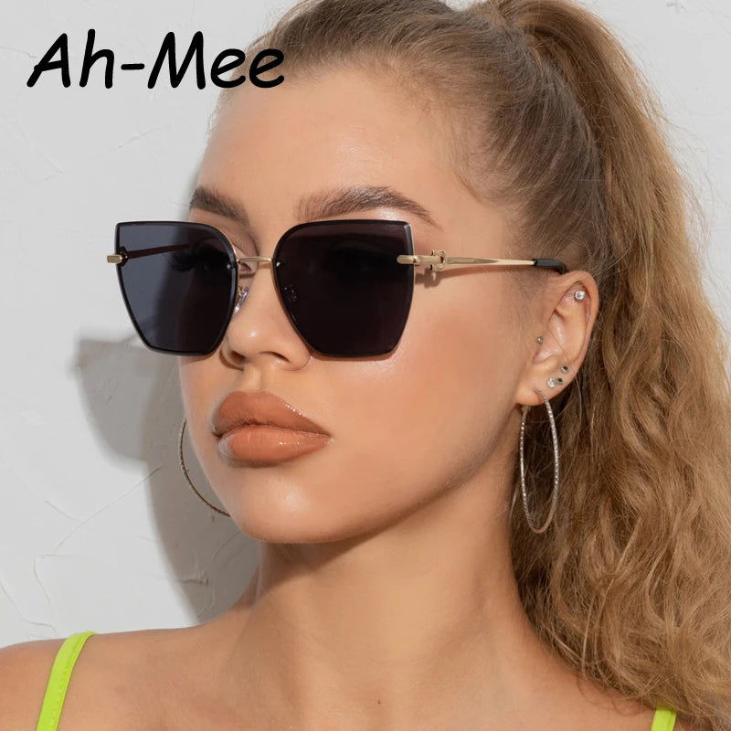 Cat Eye Rimless Gradient Sunglasses Shade