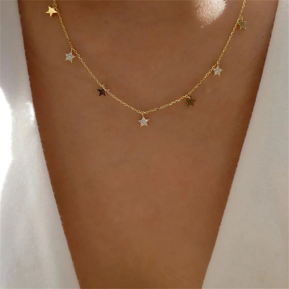 Multilevel Gold Crystal Heart-shaped Necklace