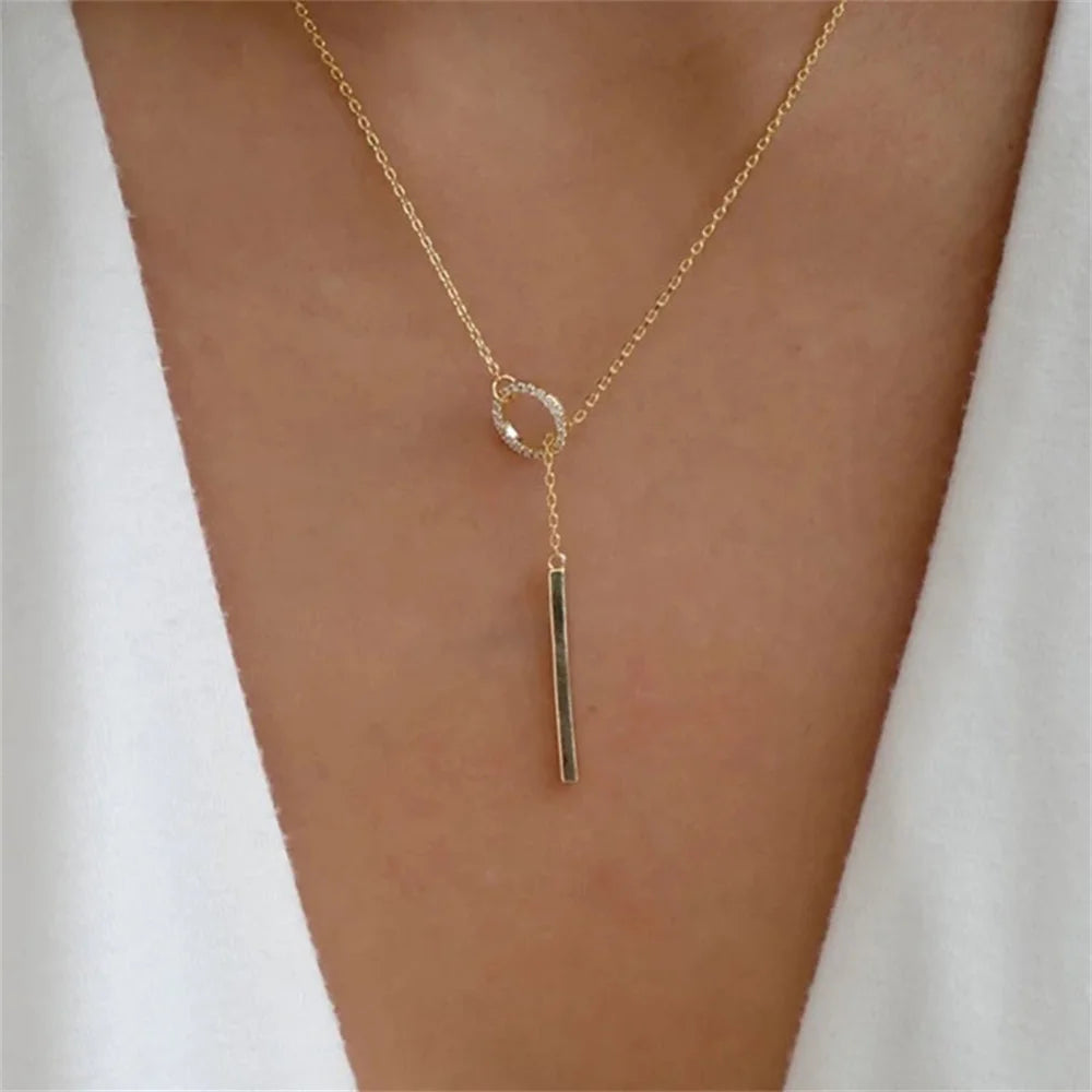 Multilevel Gold Crystal Heart-shaped Necklace