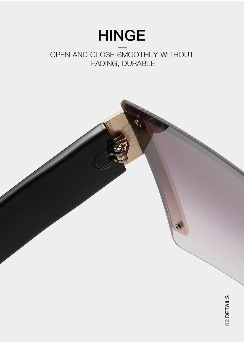 Fashion Oversized Square Rimless Sunglasses