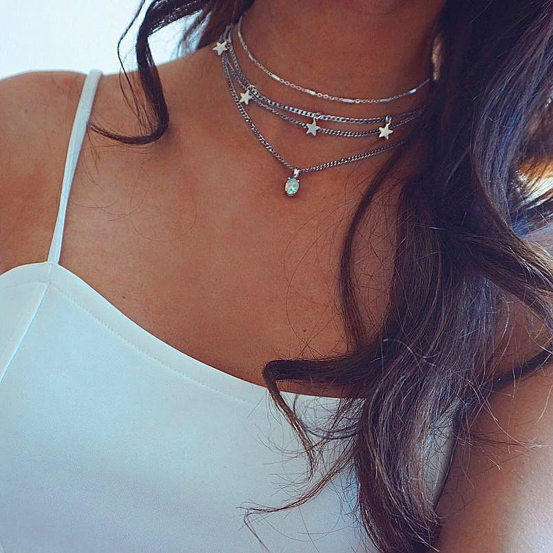 Multi layered Moon Cross Tree Star Pendant Statement