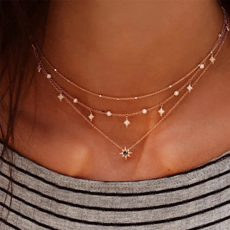 Multi layered Moon Cross Tree Star Pendant Statement