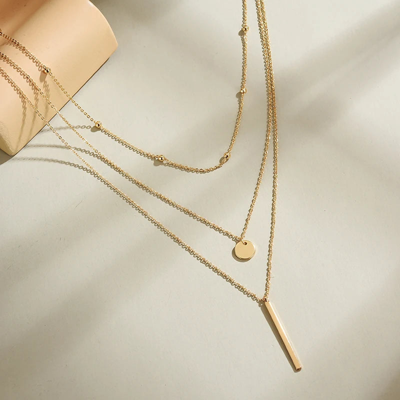Exquisite 925 Sterling Silver Three Layer Necklace