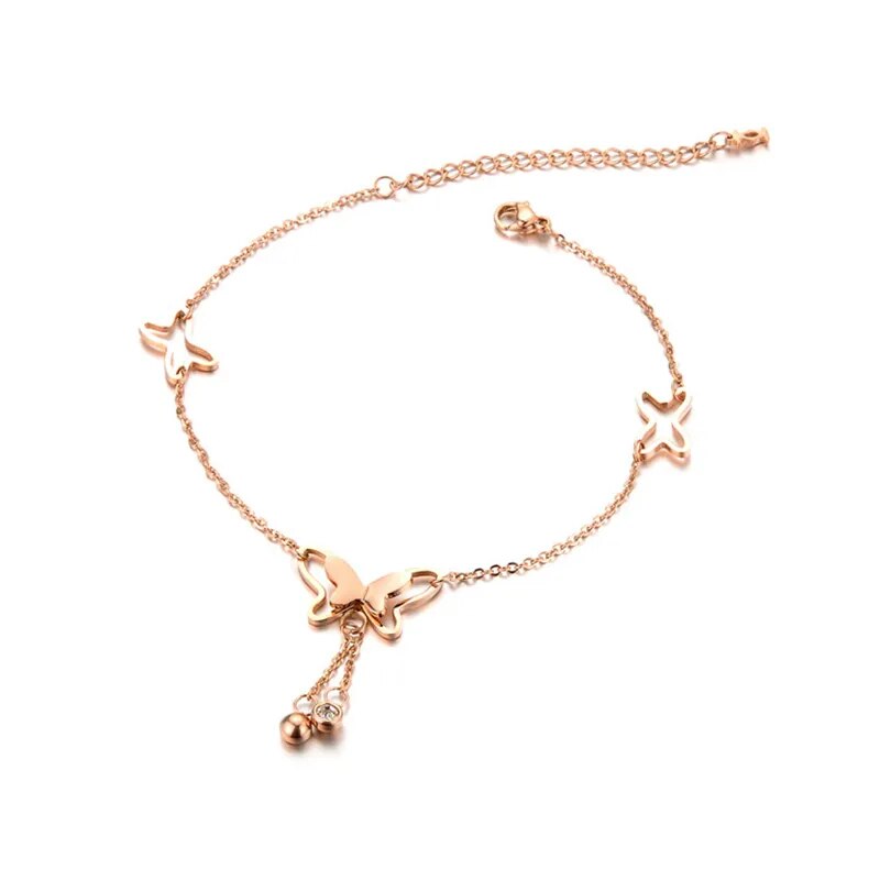 Butterfly Tassels Anklet Rose Gold / Silver