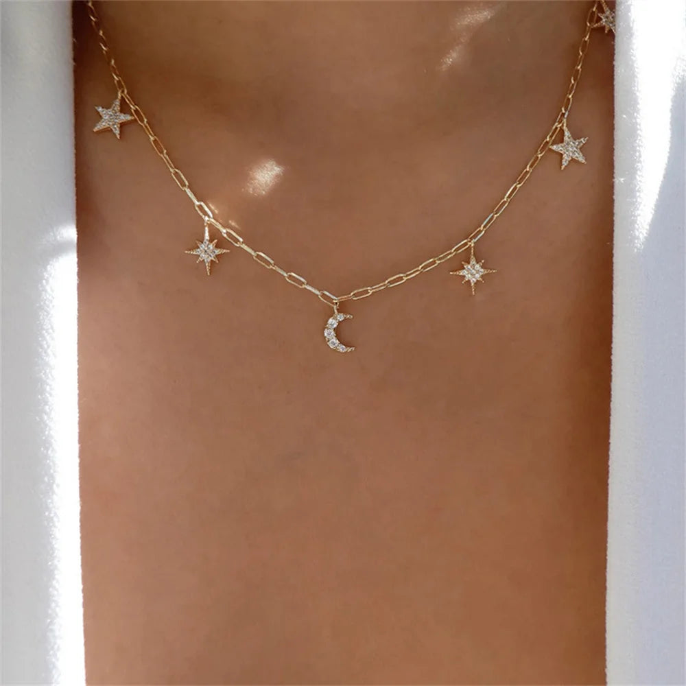 Multilevel Gold Crystal Heart-shaped Necklace