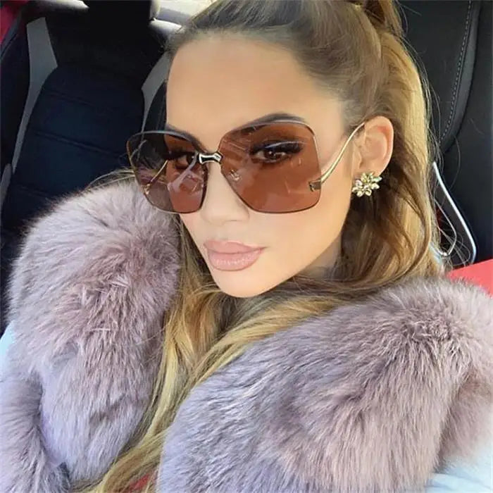 Oversized Rimless Fashion Sunglasses