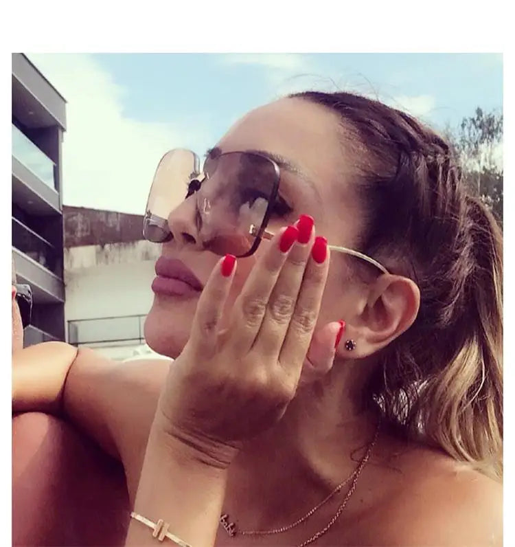 Oversized Rimless Fashion Sunglasses