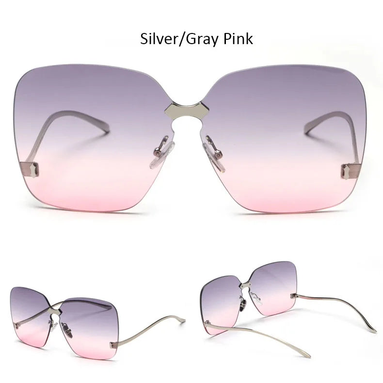 Oversized Rimless Fashion Sunglasses