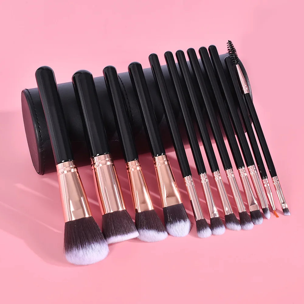 Professional 12-Piece Rose Gold Makeup Brush Set| Eyeshadow & Loose Powder Brush