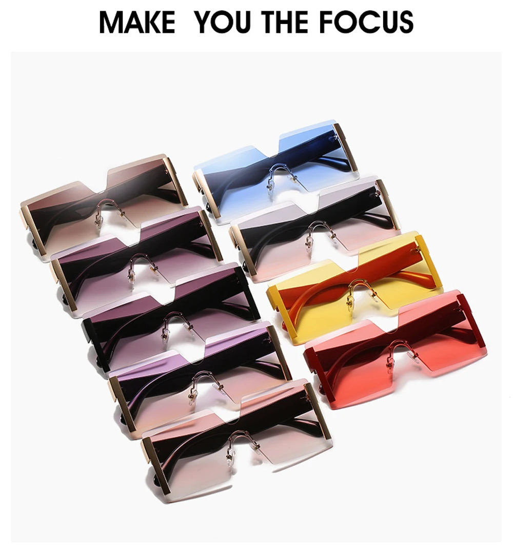 Fashion Oversized Square Rimless Sunglasses