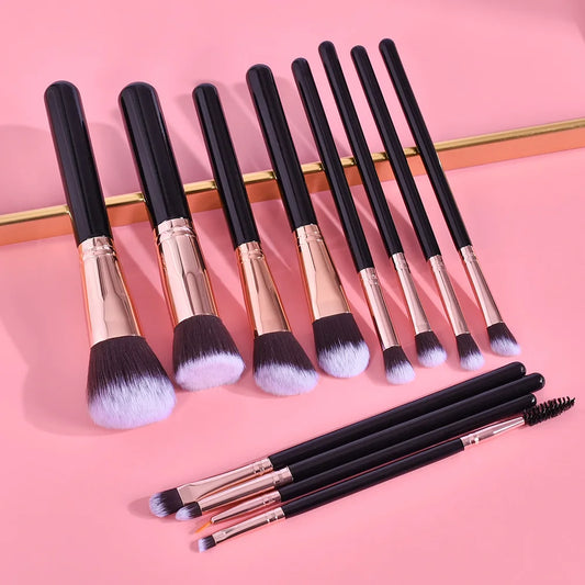 Professional 12-Piece Rose Gold Makeup Brush Set| Eyeshadow & Loose Powder Brush