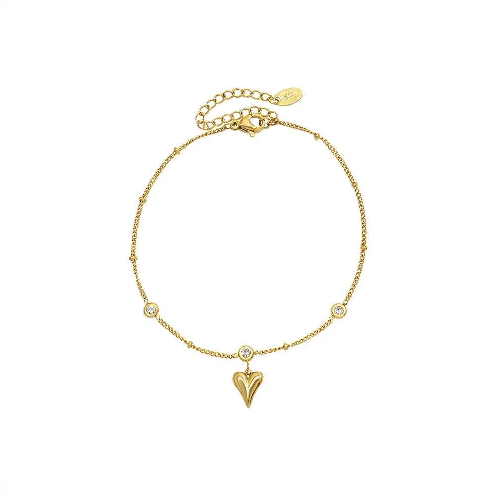 Stainless Steel Peach Heart Foot Anklet