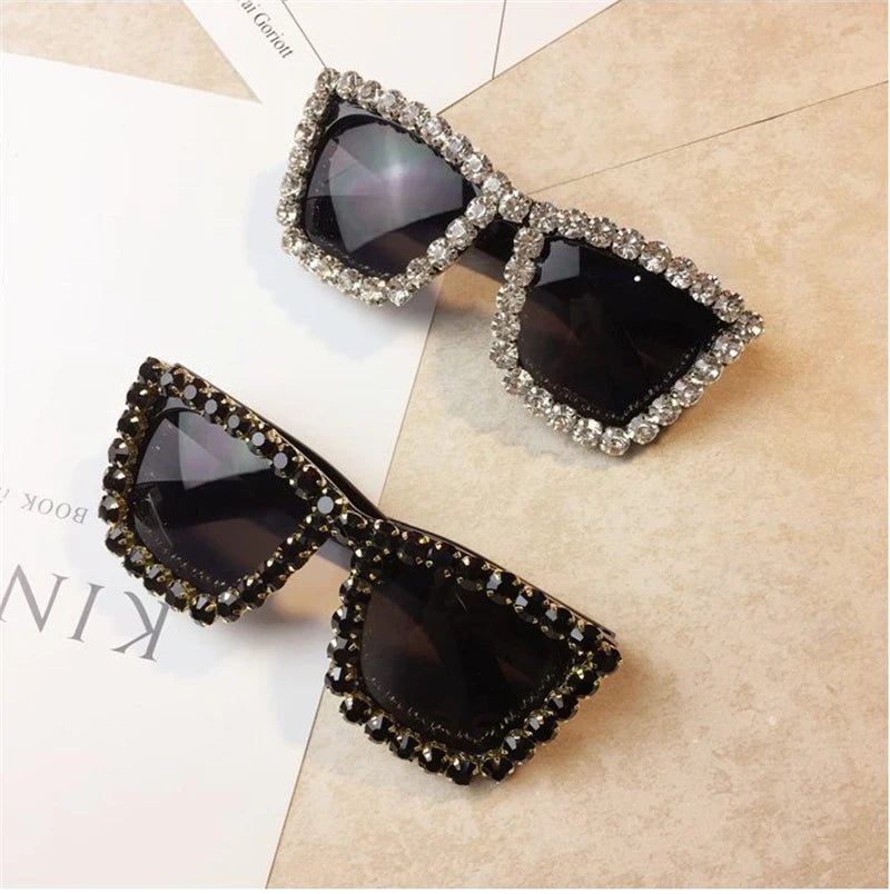 Oversized Rhinestone Diamond Glasses