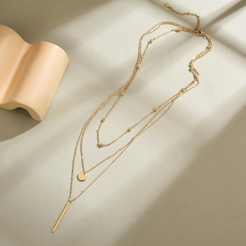 Exquisite 925 Sterling Silver Three Layer Necklace