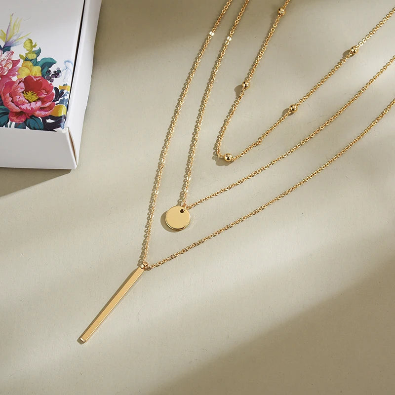 Exquisite 925 Sterling Silver Three Layer Necklace