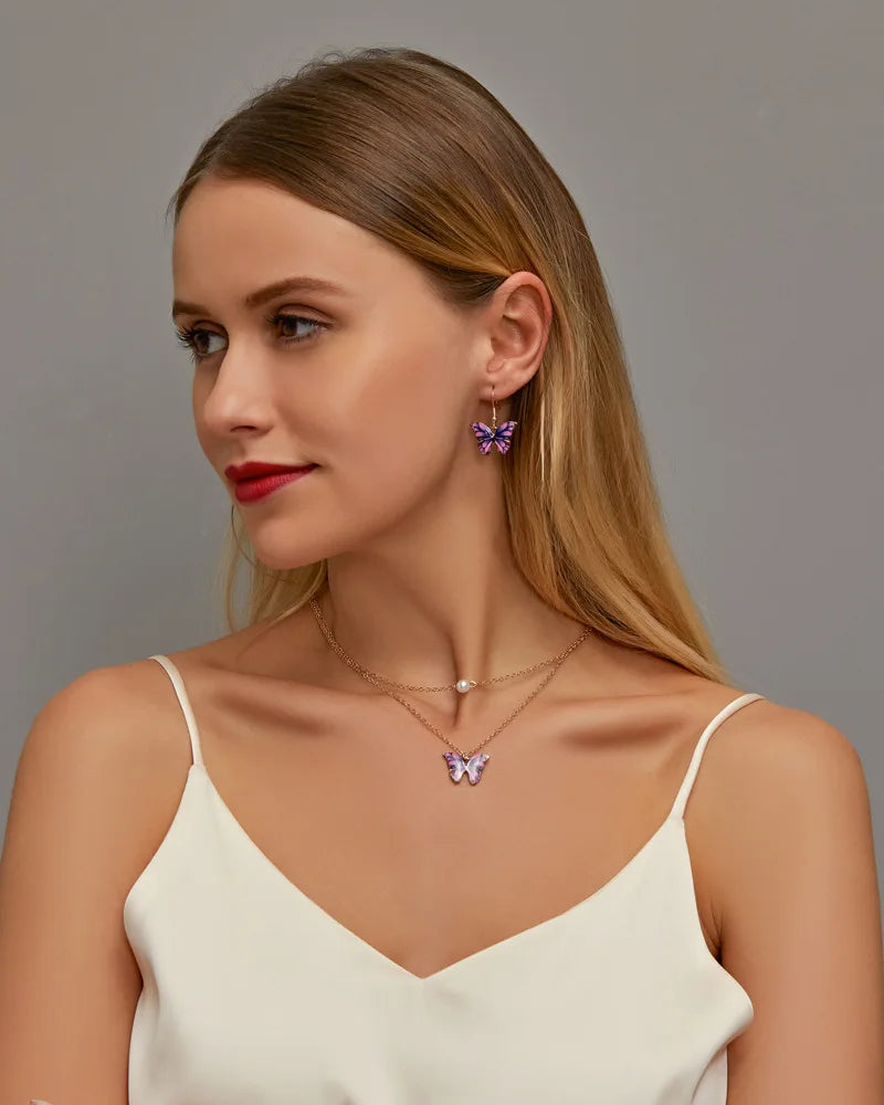 Blue Gradient Butterfly Necklace | Jewelry Gift