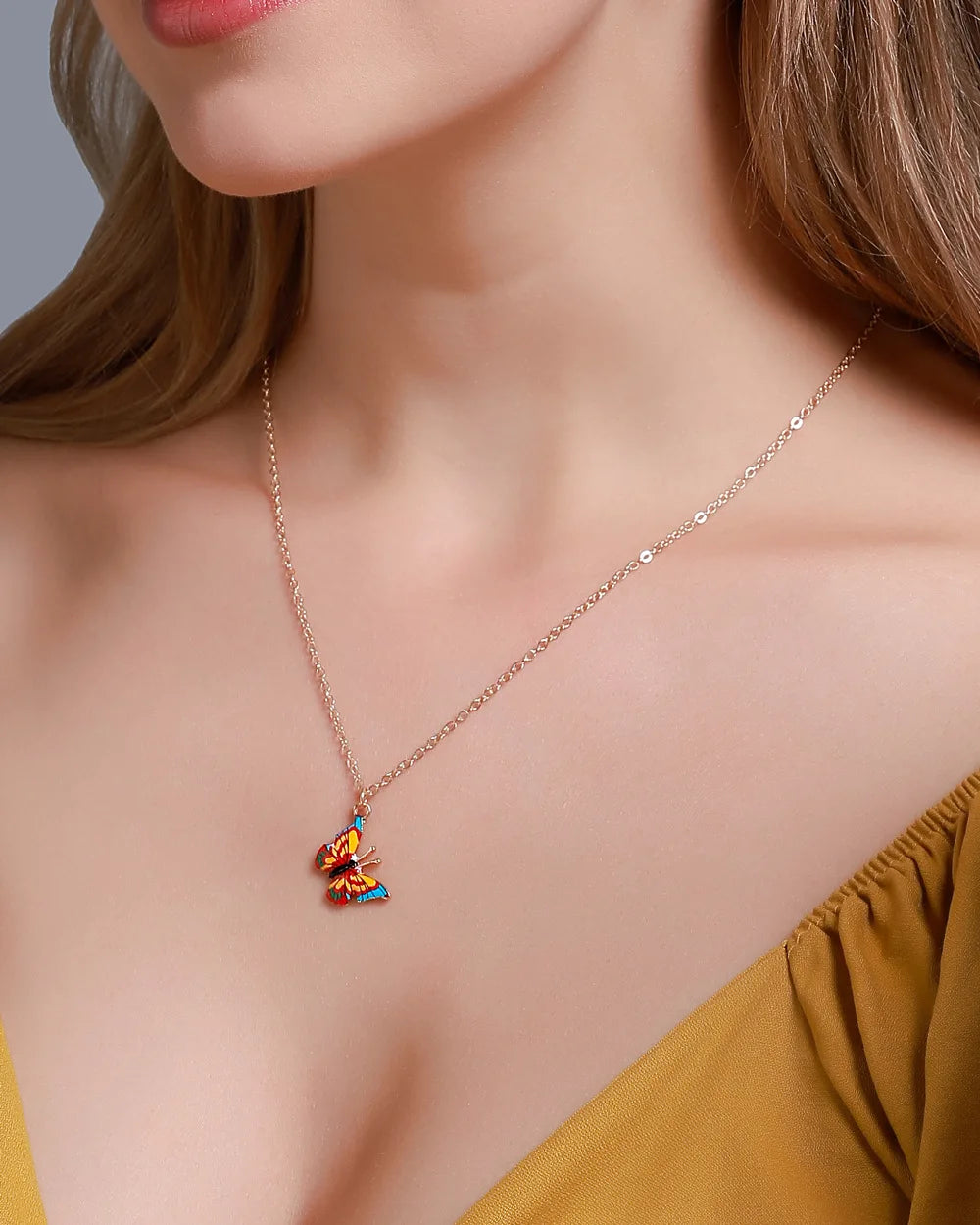 Blue Gradient Butterfly Necklace | Jewelry Gift
