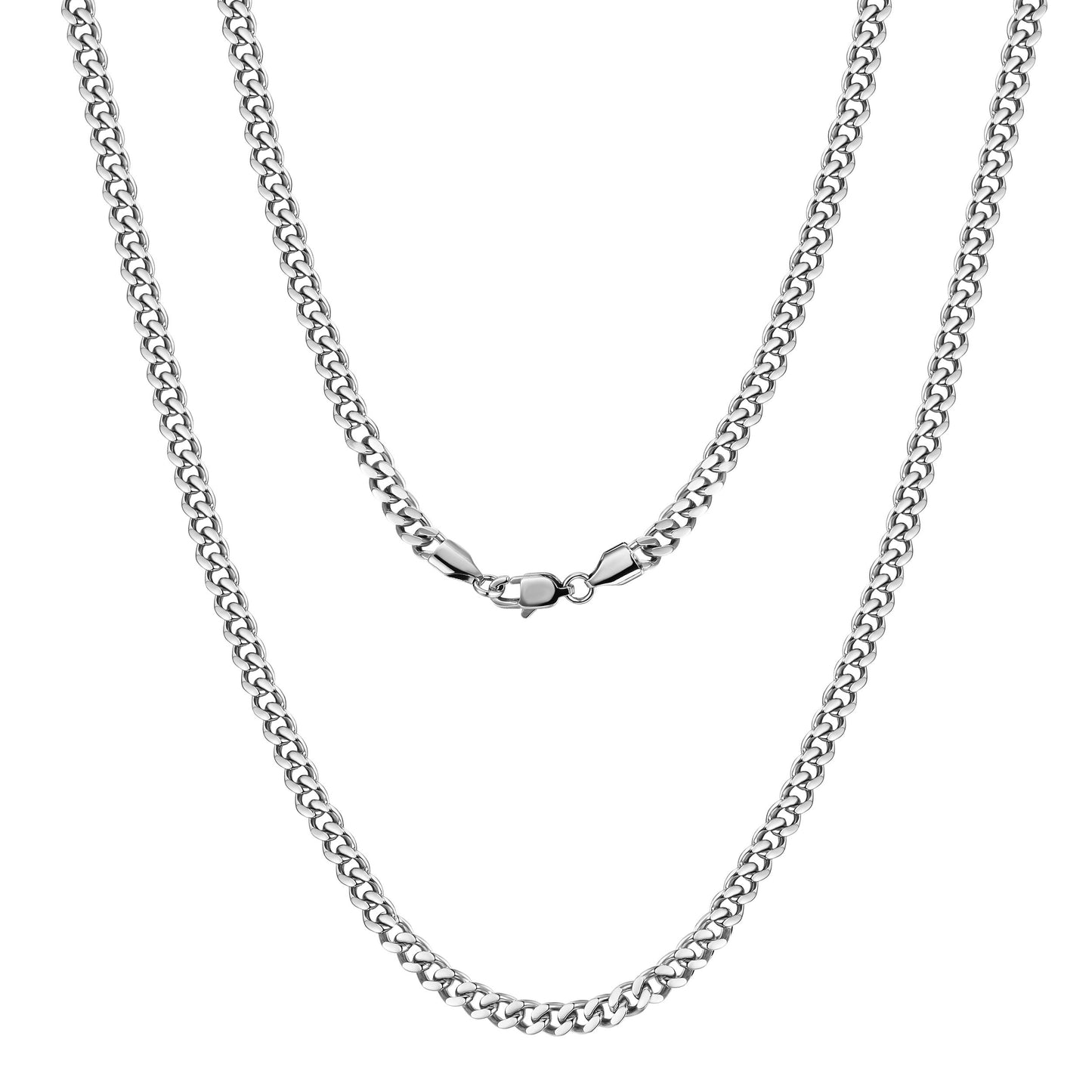 Silver Hip Hop Cuban Chain Necklace
