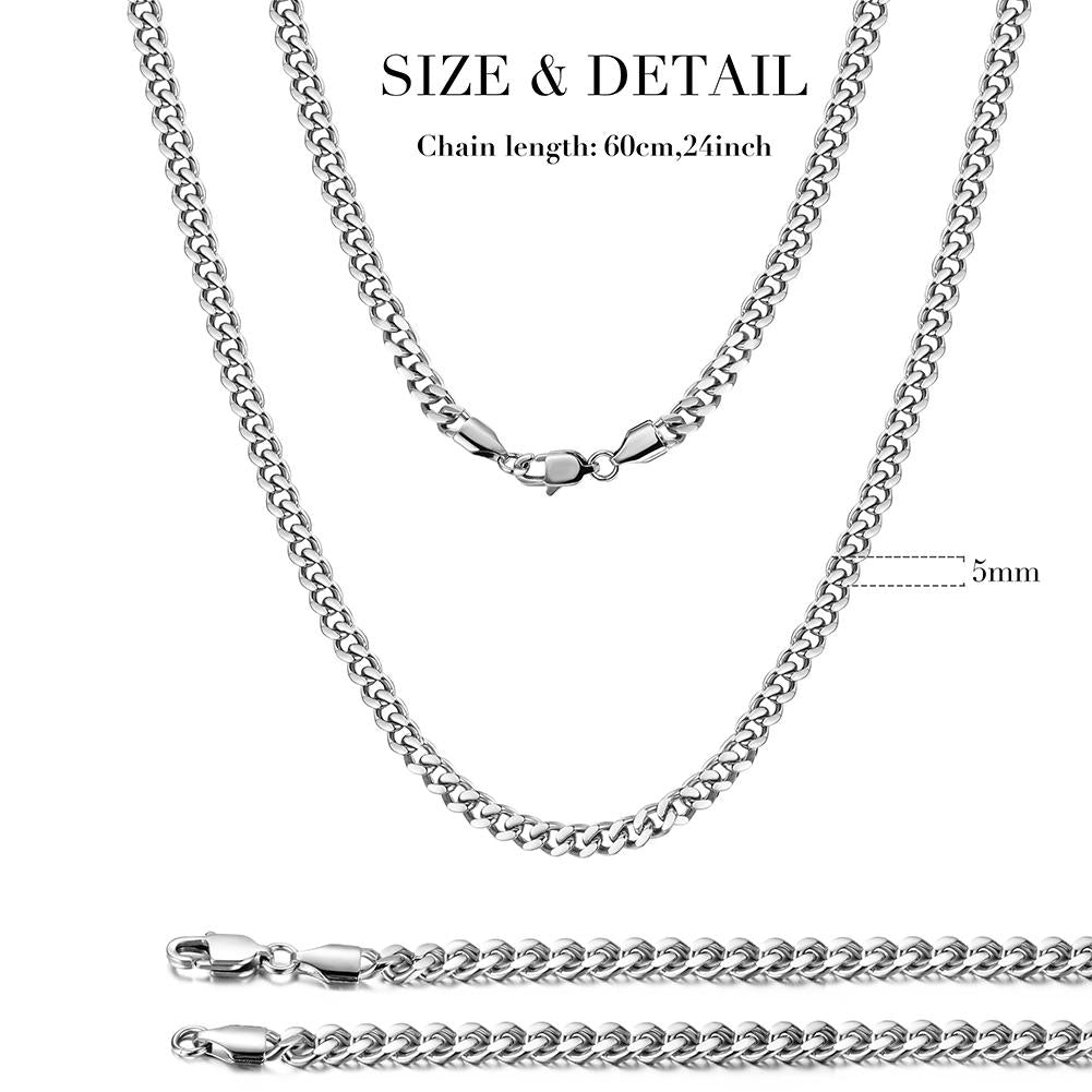 Silver Hip Hop Cuban Chain Necklace