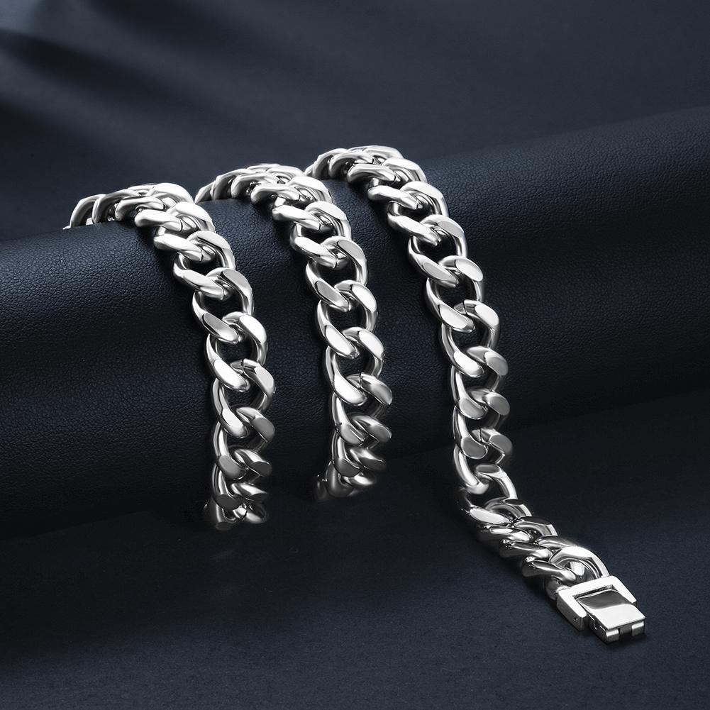 Silver Hip Hop Cuban Chain Necklace