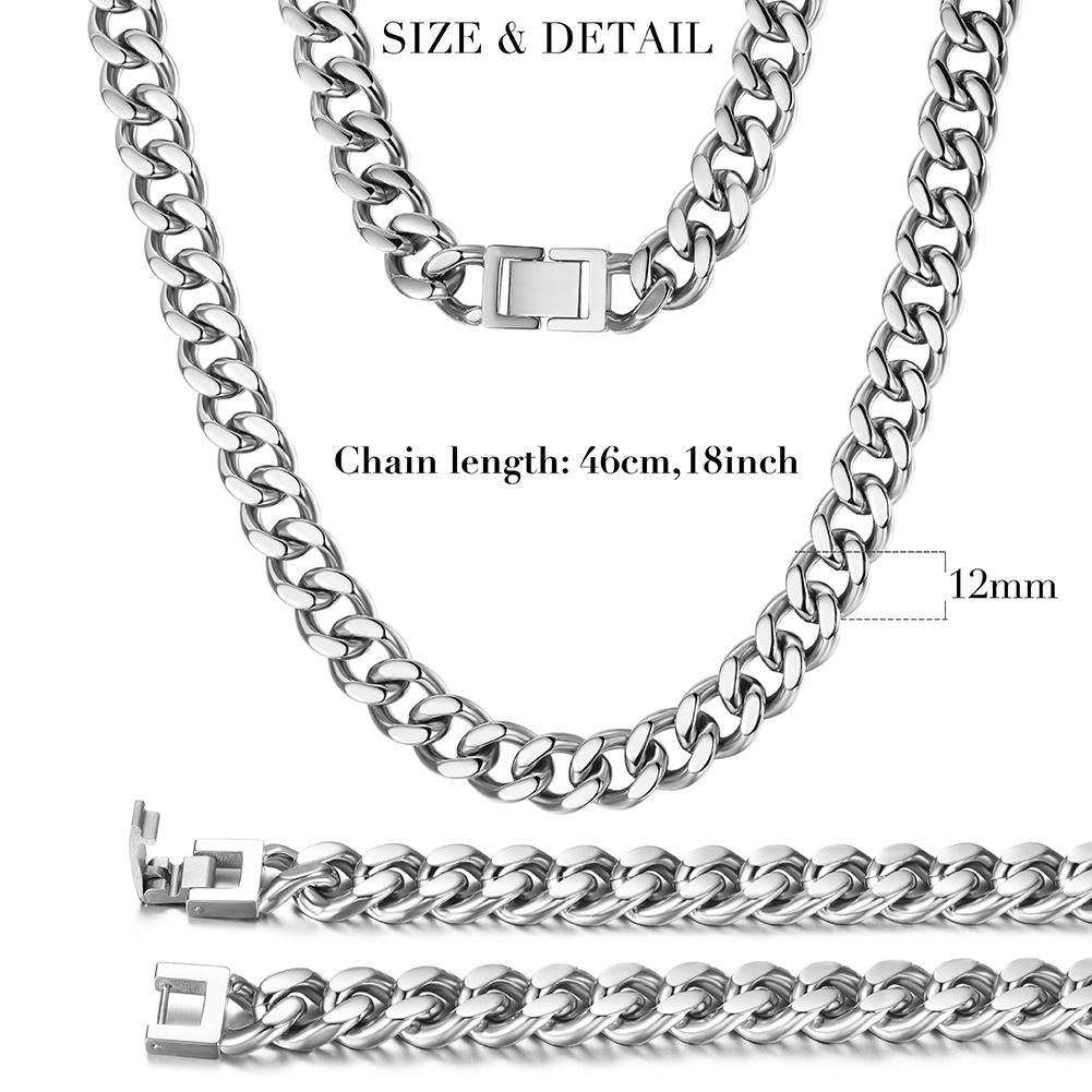 Silver Hip Hop Cuban Chain Necklace