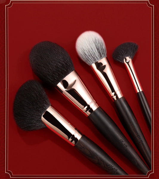 Ebony Rose 12 Makeup Brushes Suit Animal Fur Lady Texture