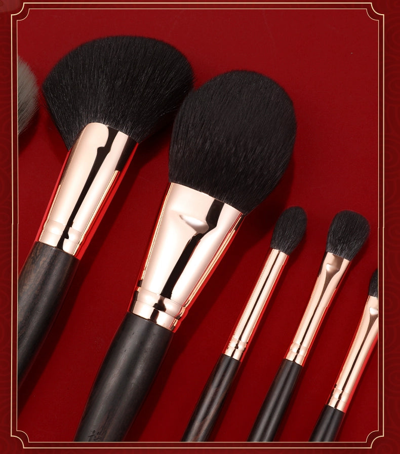 Ebony Rose 12 Makeup Brushes Suit Animal Fur Lady Texture