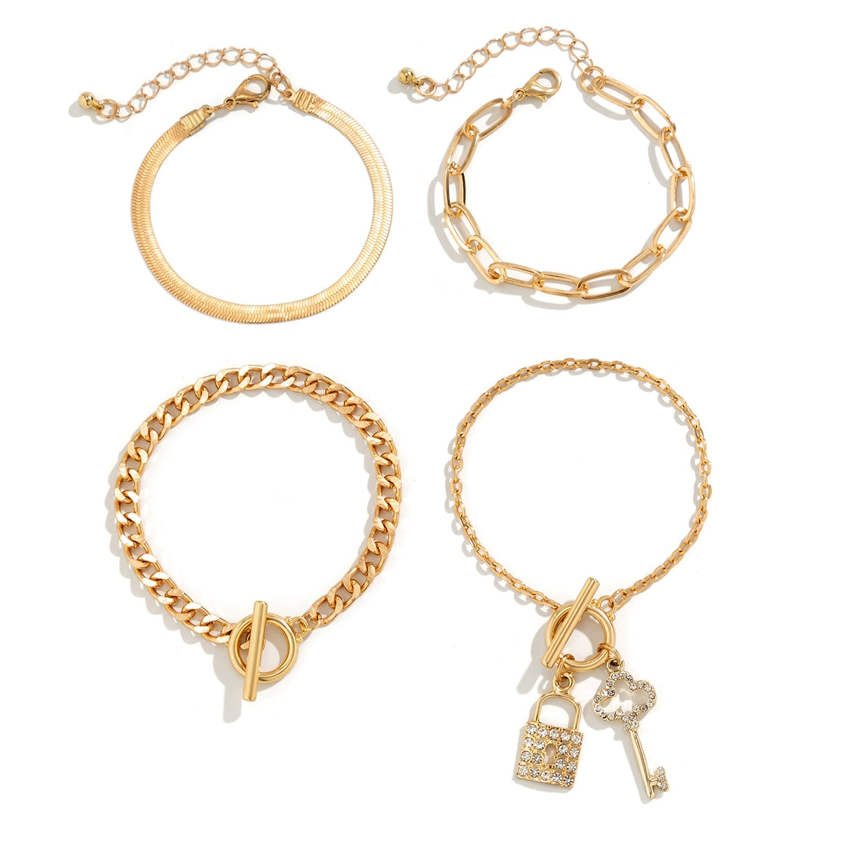 4-Piece Key Lock Twin Ornament Tide