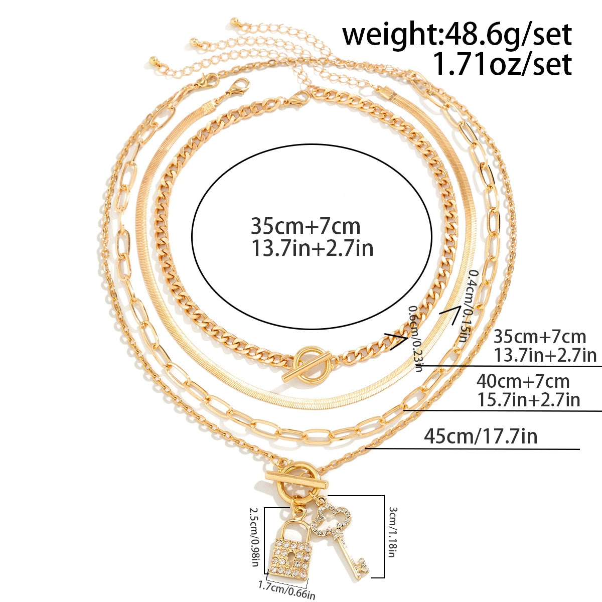 4-Piece Key Lock Twin Ornament Tide