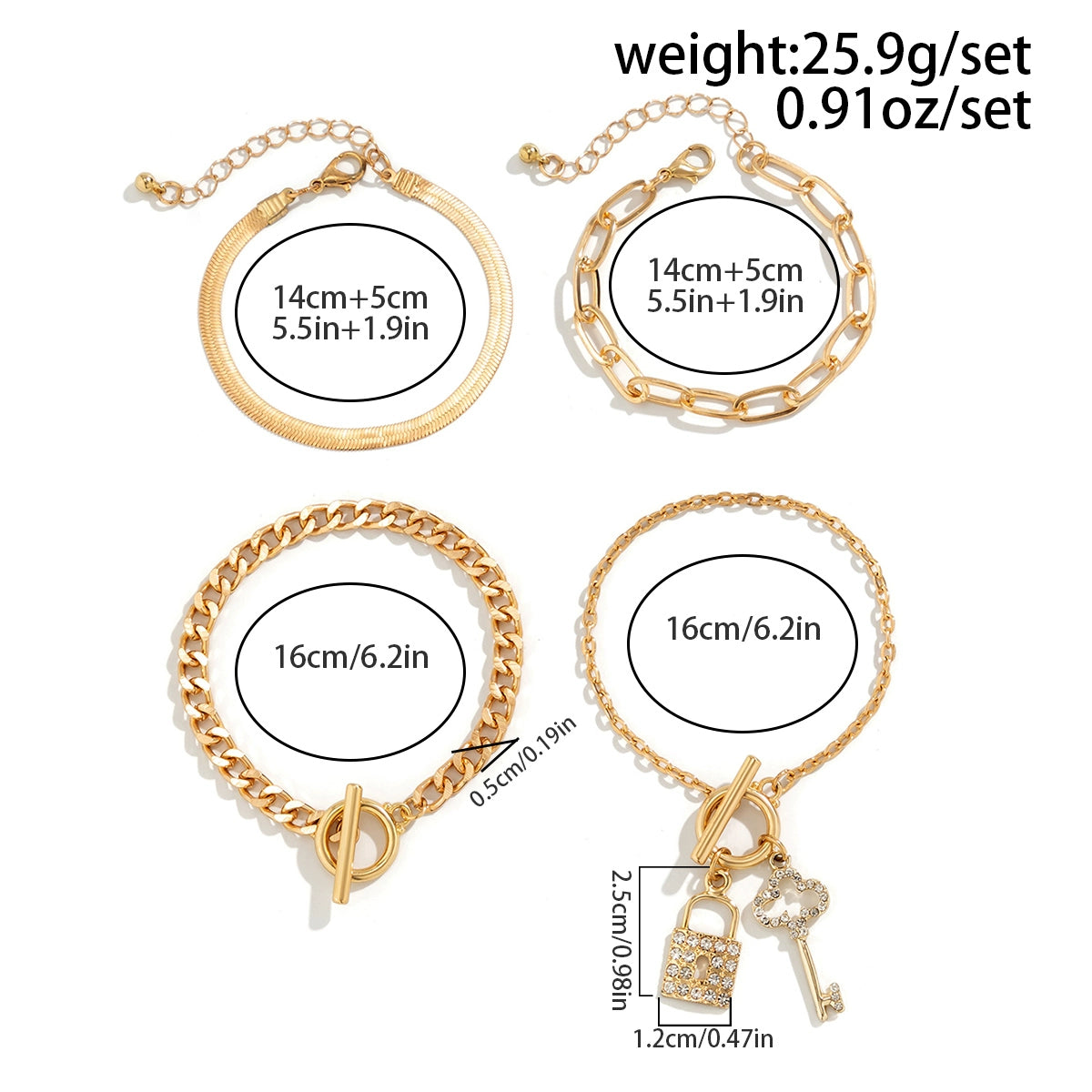 4-Piece Key Lock Twin Ornament Tide