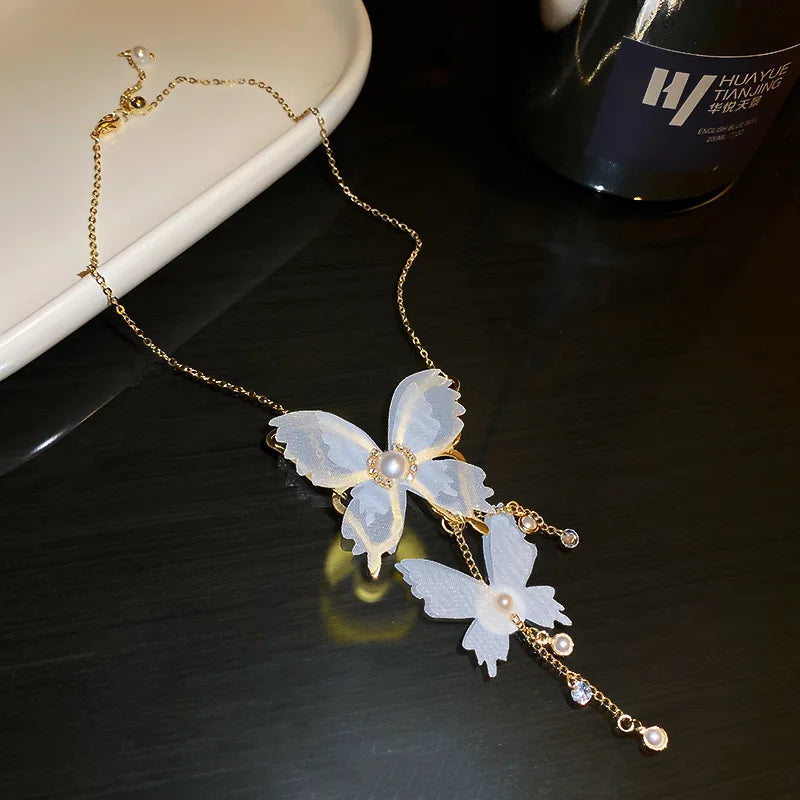 Butterfly Crystal Aesthetic Double Layer Necklace