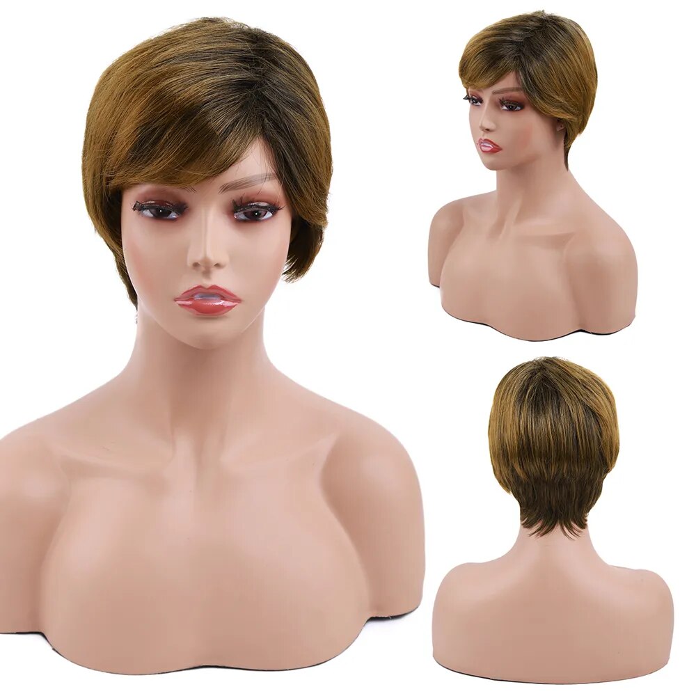 Synthetic Brown Wig Short blonde