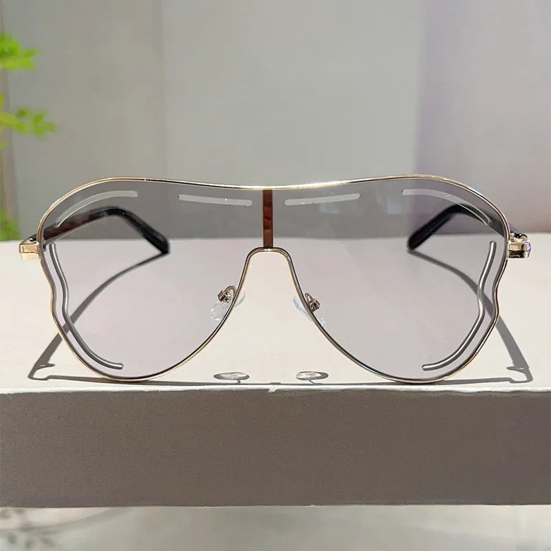 Luxury Oversized Shield One-Piece Punk Sunglasses - UV400