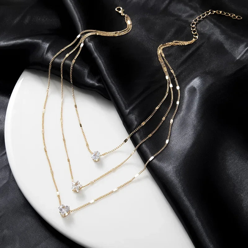 3Pcs/Set Love Heart Pendant Necklace