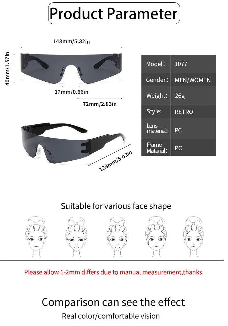 One-pieces Rimless Shades UV400 Sunglasses