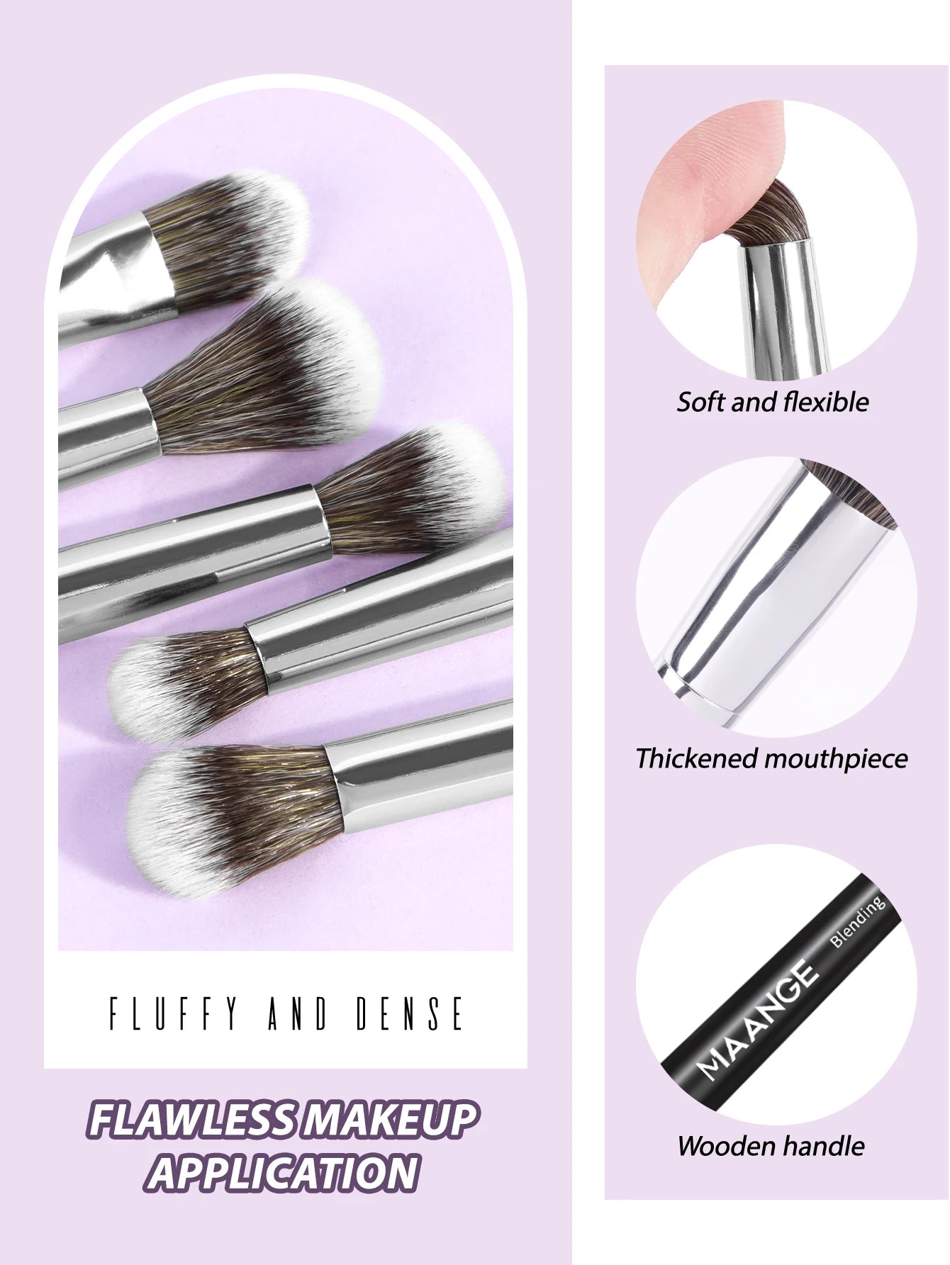 5PCS Concealer, Eyeshadow Soft Bristles Shader Brush